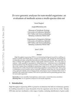 De Novo Genomic Analyses for Non-Model Organisms: an Evaluation of Methods Across a Multi-Species Data Set