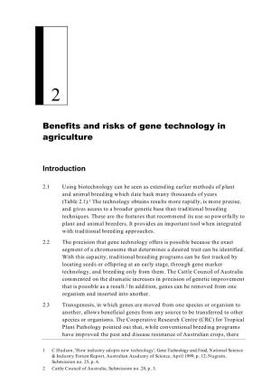 Chapter 2: Benefits and Risks of Gene Technology in Agriculture
