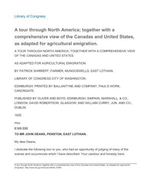 A Tour Through North America; Together with a Comprehensive View of the Canadas and United States, As Adapted for Agricultural Emigration