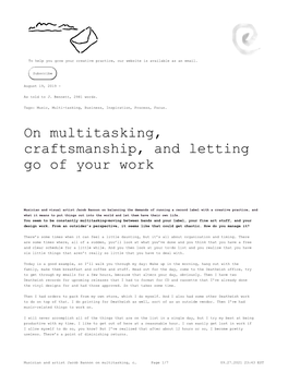 Musician and Artist Jacob Bannon on Multitasking, C… Page 1/7 09.27.2021 23:43 EST So You’Re Basically Going Nonstop Until You Decide to Call It a Day?