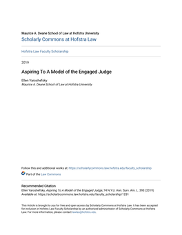 Aspiring to a Model of the Engaged Judge