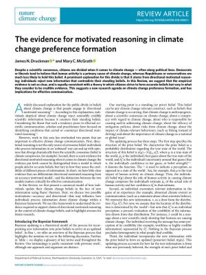 The Evidence for Motivated Reasoning in Climate Change Preference Formation