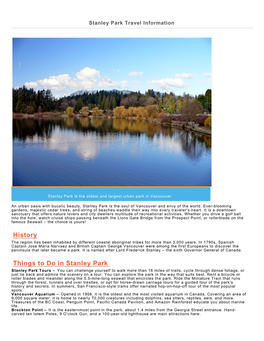 Stanley Park Travel Information