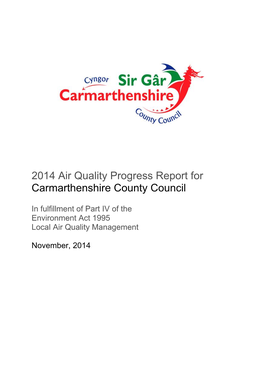 2014 Air Quality Progress Report for Carmarthenshire County Council