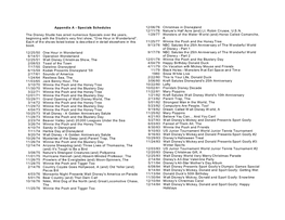Appendix a - Specials Schedules 12/06/76 Christmas in Disneyland 12/11/76 Nature's Half Acre (And) Lt