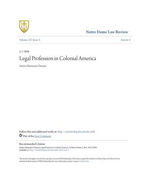 Legal Profession in Colonial America Anton-Hermann Chroust