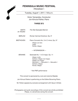 Peninsula Music Festival Program 1