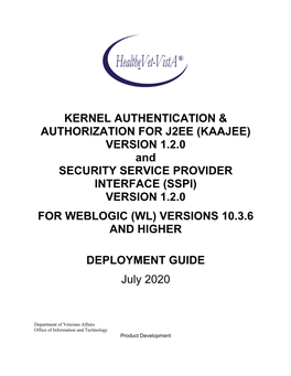 KAAJEE) VERSION 1.2.0 and SECURITY SERVICE PROVIDER INTERFACE (SSPI) VERSION 1.2.0