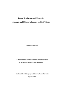 Ernest Hemingway and East Asia: Japanese and Chinese Influences on His Writings