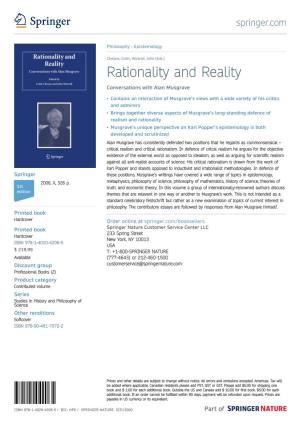 Rationality and Reality Conversations with Alan Musgrave