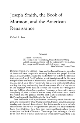 Joseph Smith, the Book of Mormon, and the American Renaissance