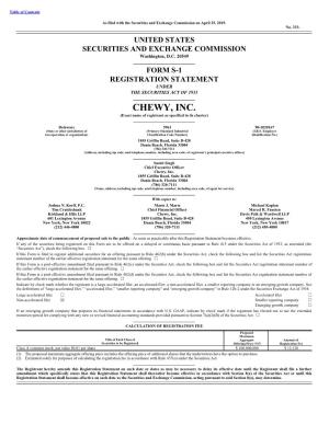 CHEWY, INC. (Exact Name of Registrant As Specified in Its Charter)