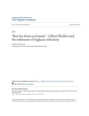 Gilbert Sheldon and the Settlement of Anglican Orthodoxy Heather D