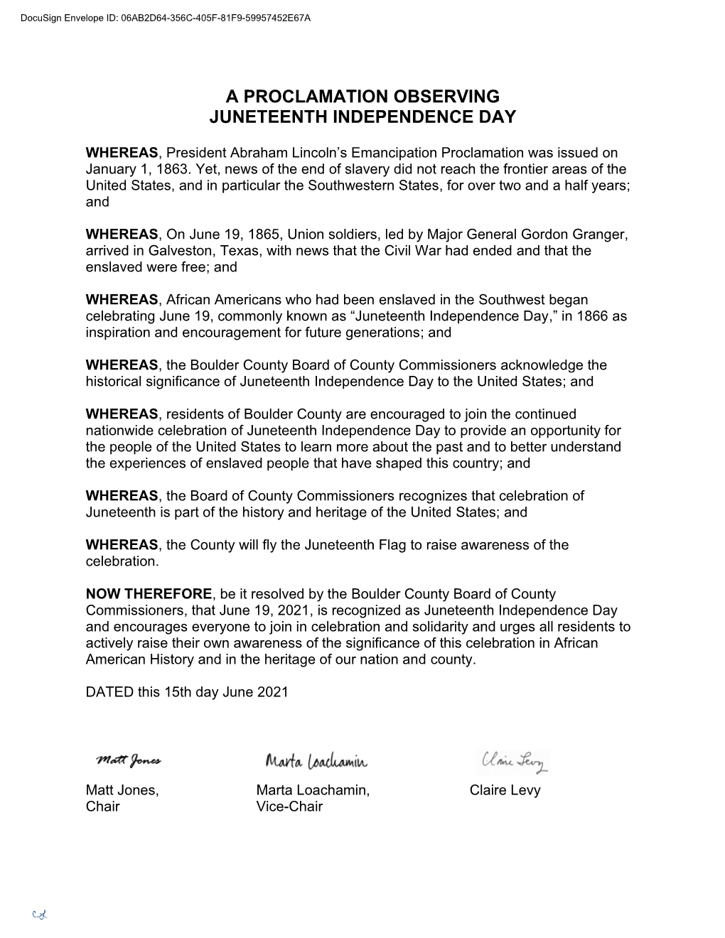 A Proclamation Observing Juneteenth Independence Day