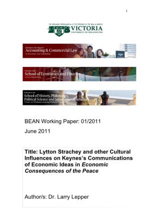 BEAN Working Paper: 01/2011 June 2011 Title: Lytton Strachey And