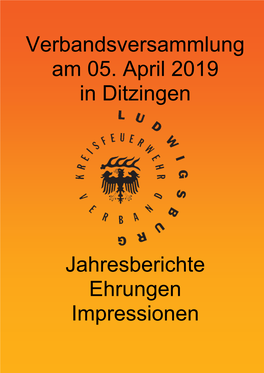 Verbandsversammlung Am 05. April 2019 in Ditzingen Jahresberichte