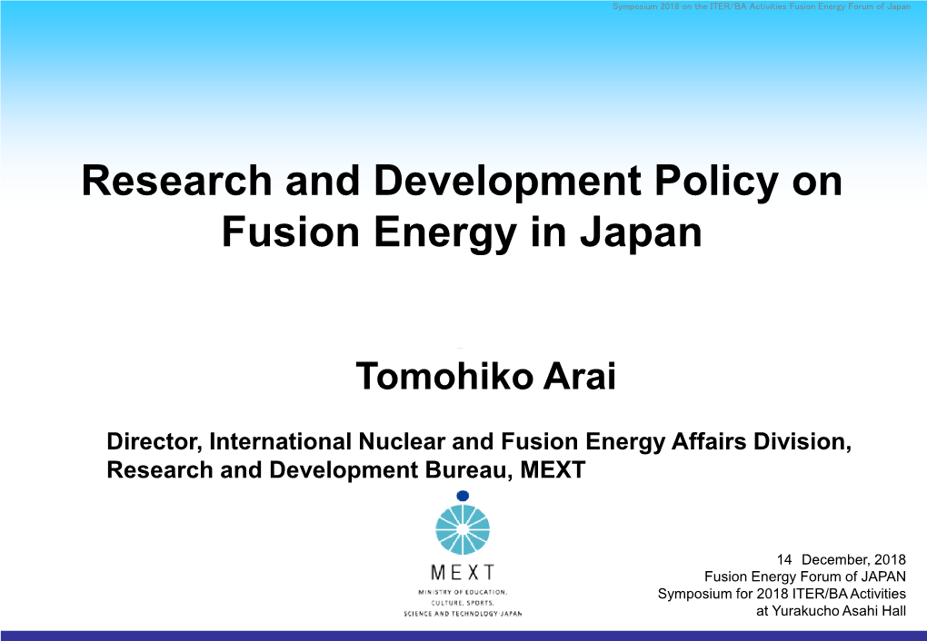 Fusion Energy Forum of Japan