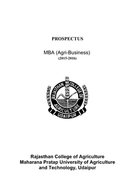 MBA (Agri-Business) (2015-2016)