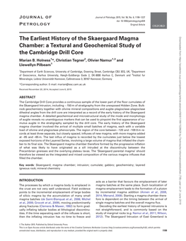 The Earliest History of the Skaergaard Magma Chamber: a Textural And