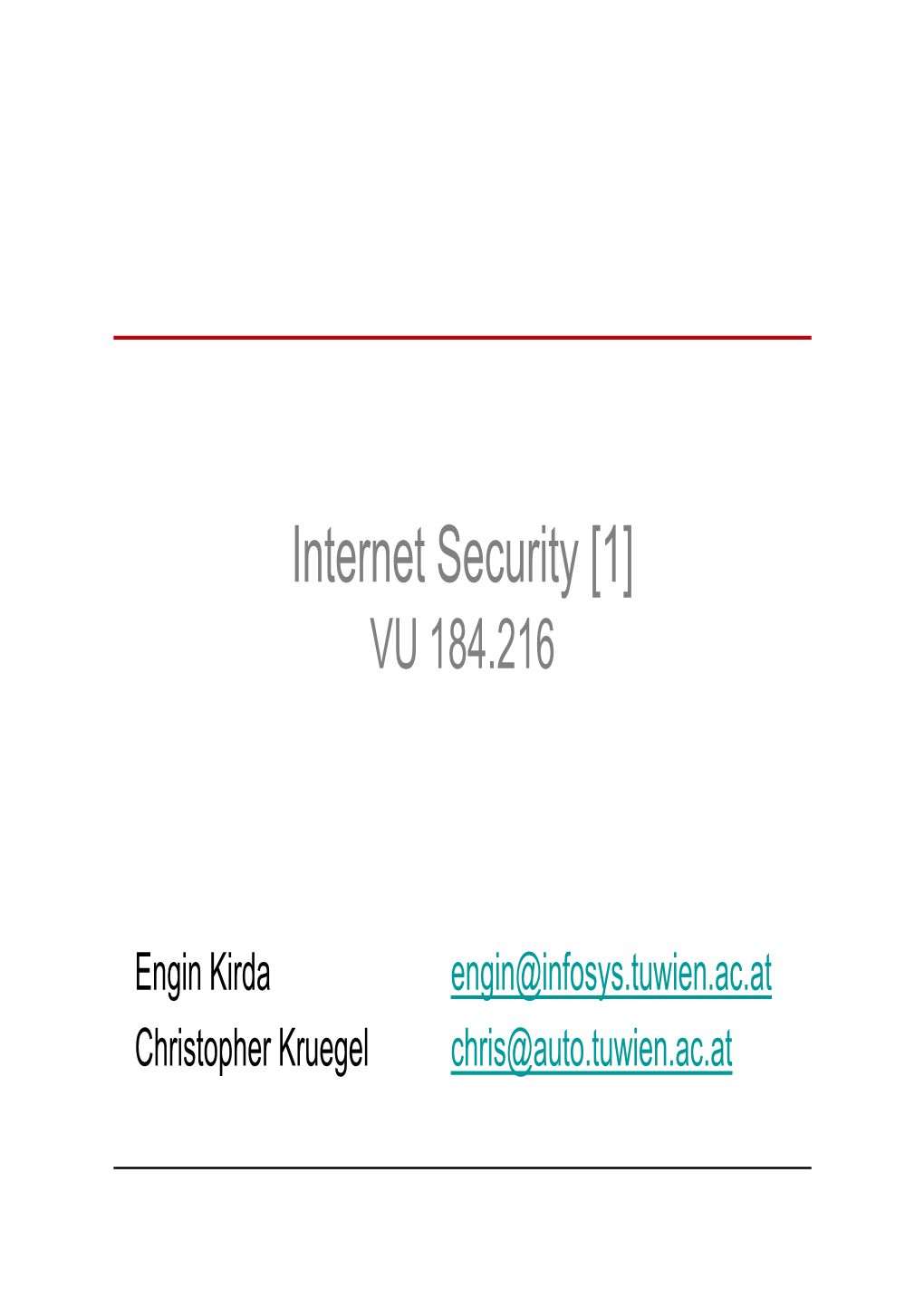 Internet Security [1] VU 184.216