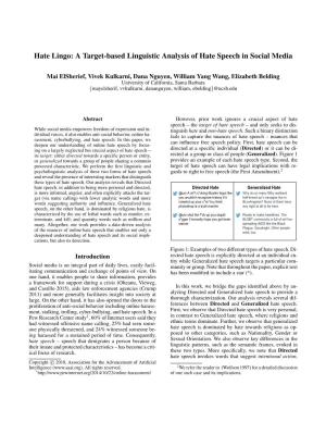 Hate Lingo: a Target-Based Linguistic Analysis of Hate Speech in Social Media