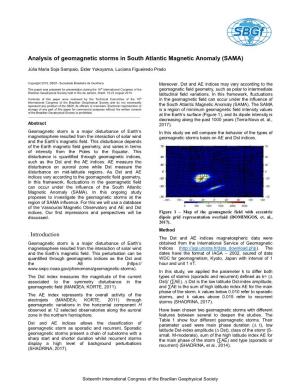 Analysis of Geomagnetic Storms in South Atlantic Magnetic Anomaly (SAMA)