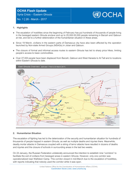 OCHA Flash Update Syria Crisis – Eastern Ghouta No