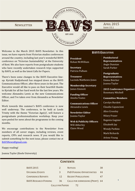 Newsletter April 2015 Contents