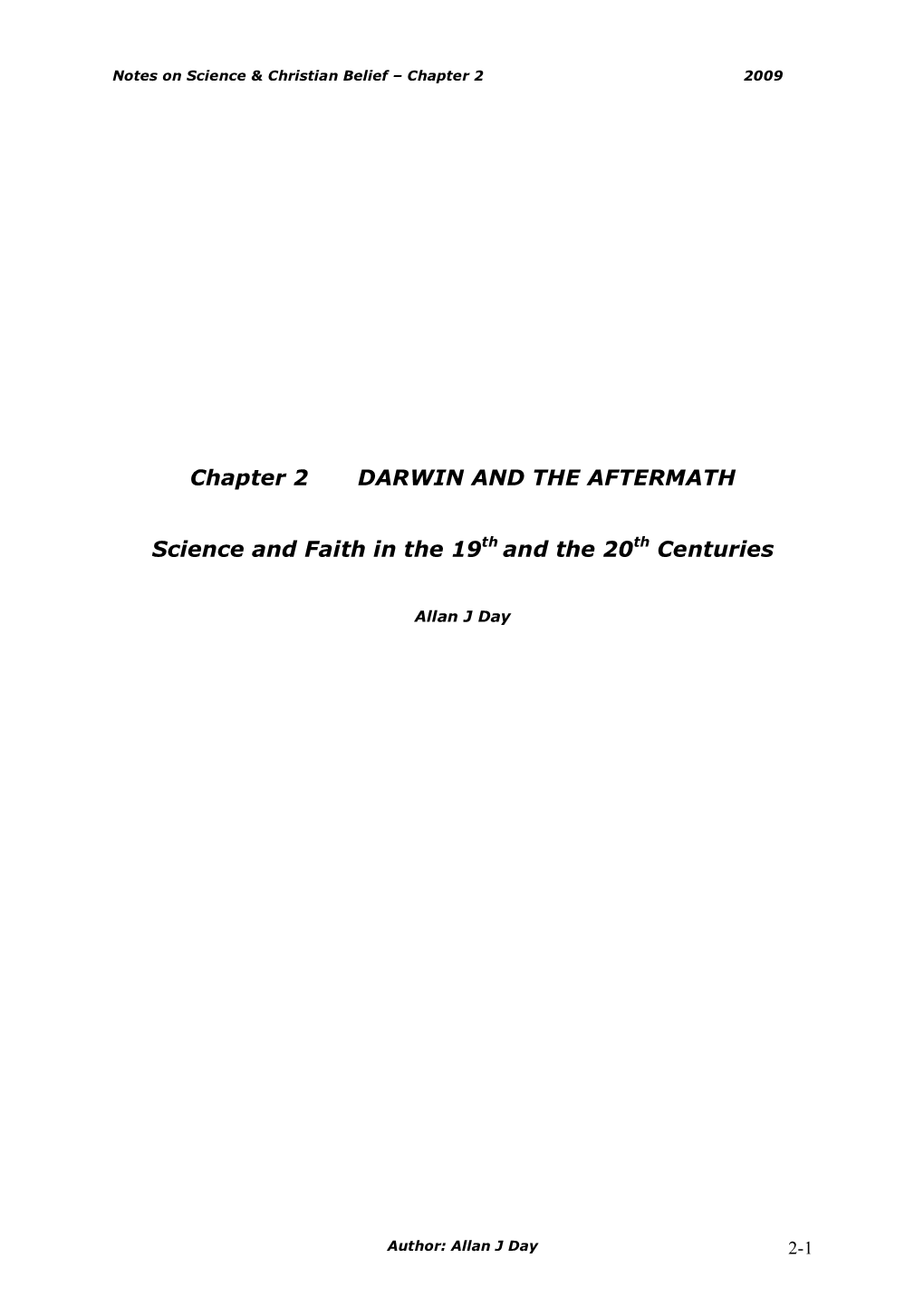 Chapter 2 DARWIN and the AFTERMATH Science and Faith In