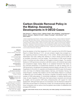 Carbon Dioxide Removal Policy in the Making: Assessing Developments in 9 OECD Cases