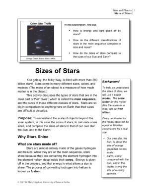 Sizes of Stars