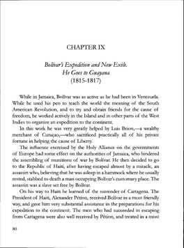 CITIAPTER IX Bolívar's Expedition and New Exile. He Goes to Guayana