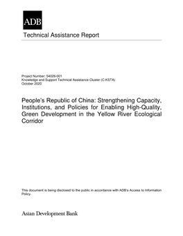 54026-001: Strengthening Capacity, Institutions, and Policies for Enabling High-Quality, Green Development in the Yellow River E