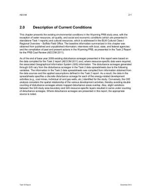 2.0 Description of Current Conditions