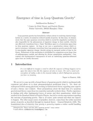 Emergence of Time in Loop Quantum Gravity∗