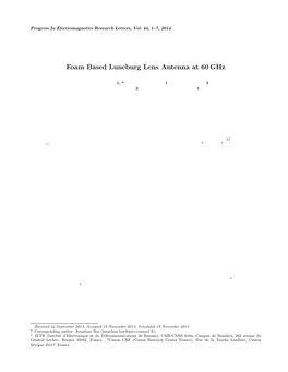 Foam Based Luneburg Lens Antenna at 60 Ghz