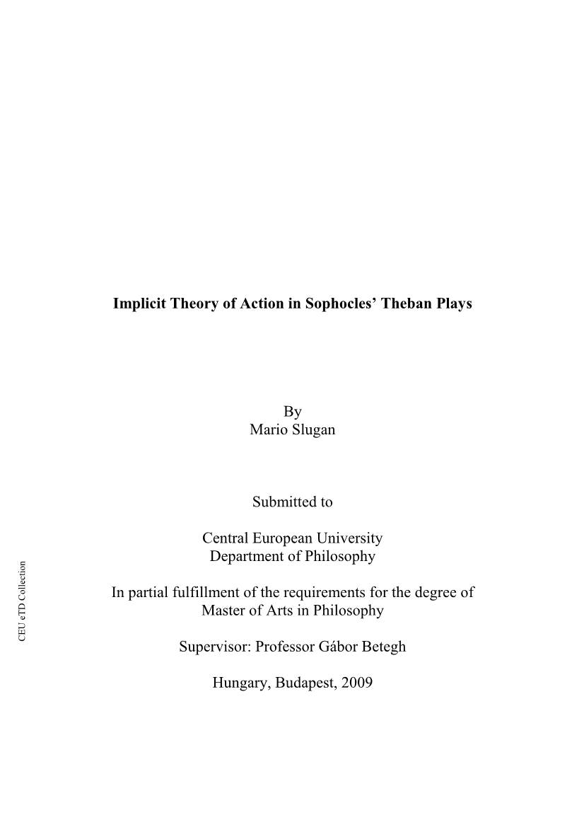 Implicit Theory of Action in Sophocles' Theban Plays by Mario Slugan