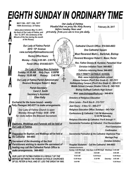 Our Lady of Fatima Parish 2010 12Th Avenue Altoona, Pa 16601 Www