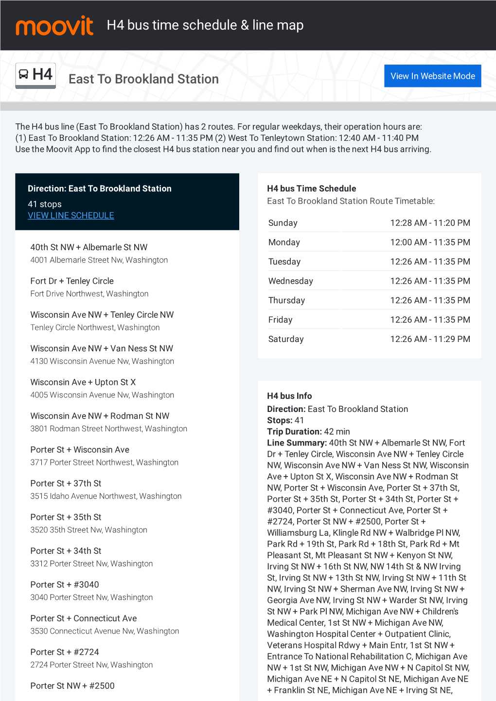 H4 Bus Time Schedule & Line Route