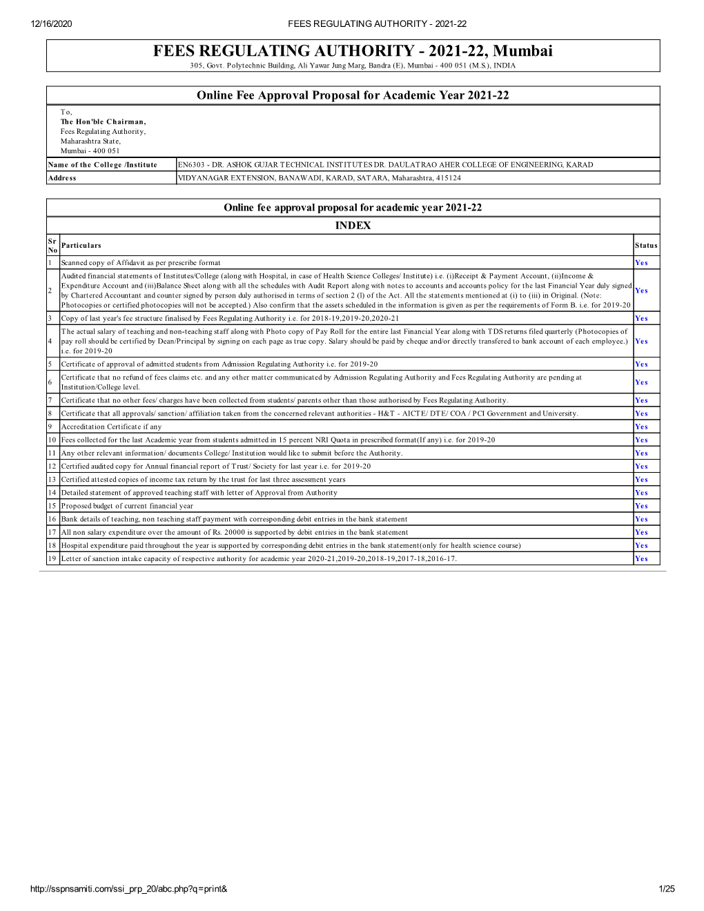 FRA Fee Proposal 2021-22