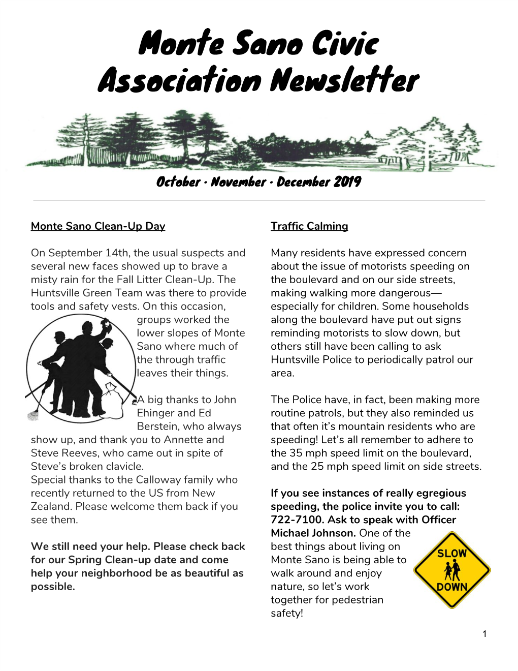 Monte Sano Civic Association Newsletter