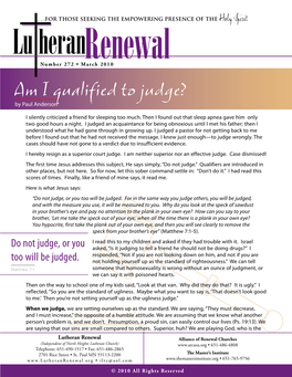 Am I Qualified to Judge? by Paul Anderson