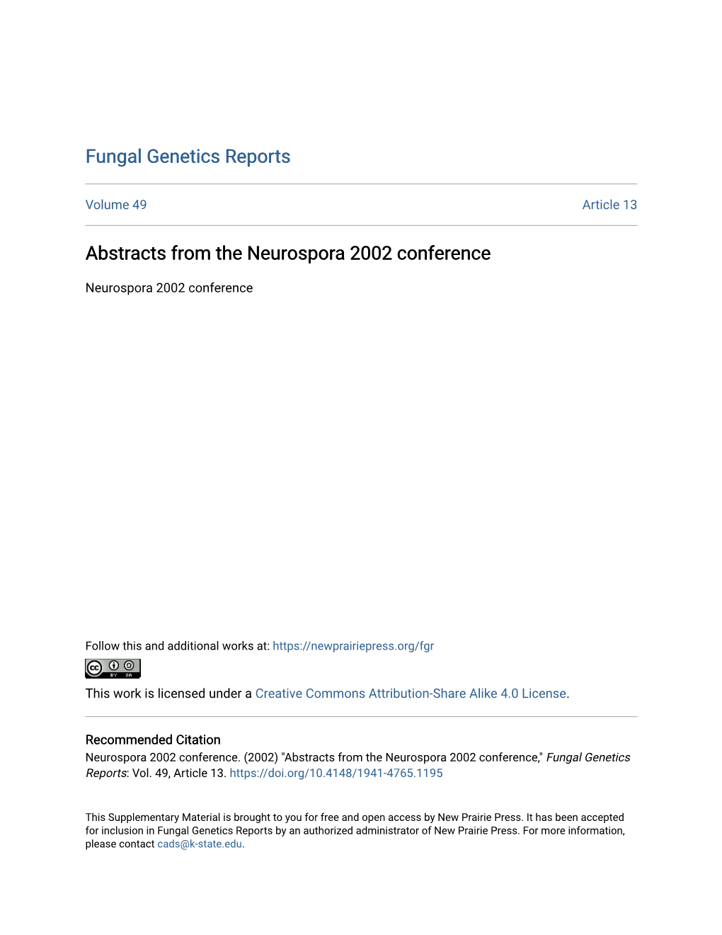 Abstracts from the Neurospora 2002 Conference