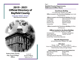 2019 - 2021 Addresses & Office Hours Official Directory of Courthouse Building 117 E