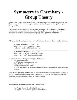 Symmetry in Chemistry - Group Theory