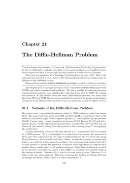 21. the Diffie-Hellman Problem