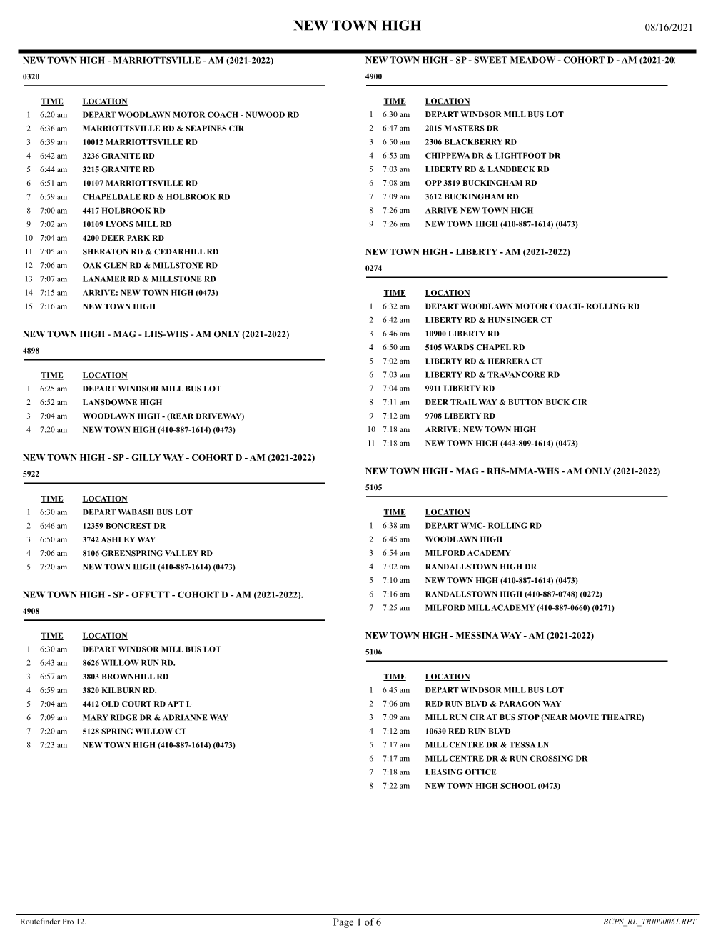 NTHS Bus Schedule 2021-2022.Pdf