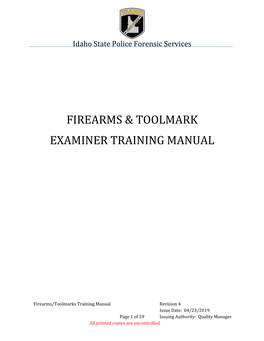 Firearms & Toolmark Examiner Training Manual