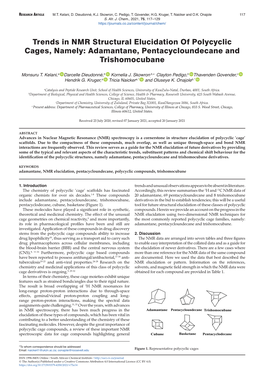 Trends in NMR Structural Elucidation of Polycyclic Cages, Namely: Adamantane, Pentacycloundecane and Trishomocubane