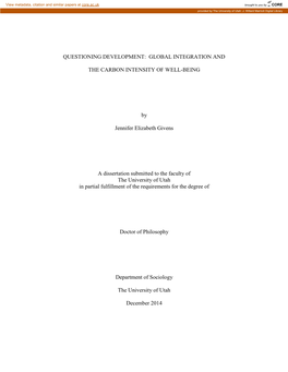 Global Integration and the Carbon Intensity of Well